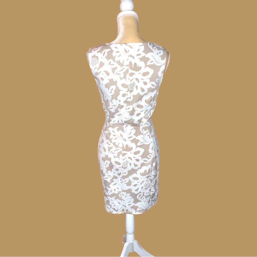 Enfocus brand beige dress with cream lace design overlay! New - Picture 10 of 12
